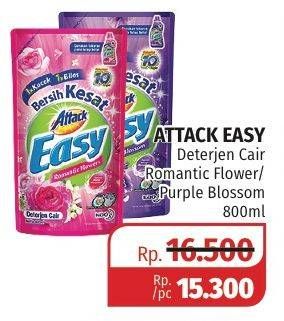 Promo Harga ATTACK Easy Detergent Liquid Romantic Flower, Purple Blossom 800 ml - Lotte Grosir