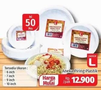 Promo Harga CHOICE L Piring Plastik All Variants 50 pcs - Lotte Grosir