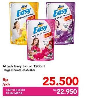 Promo Harga ATTACK Easy Detergent Liquid Sparkling Blooming, Sweet Glamour, Lively Energetic 1200 ml - Carrefour