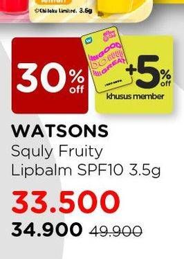 Promo Harga WATSONS Squly Fruity Lipbalm SPF10 3 gr - Watsons