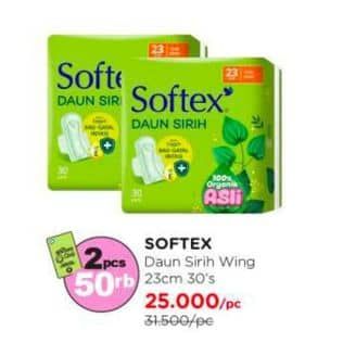 Promo Harga Softex Daun Sirih Wing 23cm 30 pcs - Watsons