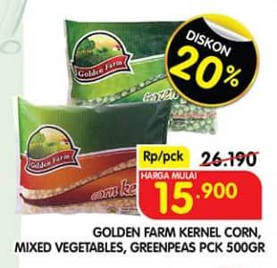 Promo Harga Golden Farmm Corn Kernel/Mixed Vegetables/Greenpeas  - Superindo