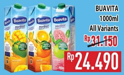 Promo Harga Buavita Fresh Juice All Variants 1000 ml - Hypermart