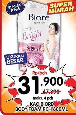 Promo Harga Biore Body Foam Bright All Variants 800 ml - Superindo