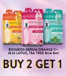 Promo Harga Rojukiss Korean Serum Orange C Bright Pore Care, Tea Tree Bija Pro Acne, Jeju Lotus Pinkish Bright 8 ml - Alfamart