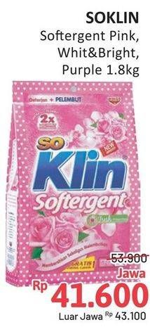 Promo Harga SO KLIN Softergent Pink, Purple, White & Bright 1.8kg  - Alfamidi