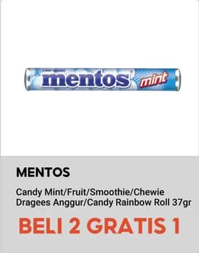 Promo Harga Mentos Candy Fruit, Smoothies, Chewy Dragees Roll Anggur, Rainbow 37 gr - Indomaret