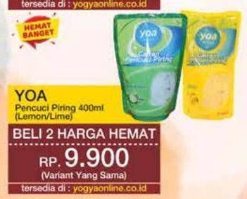 Promo Harga YOA Pencuci Piring Lemon, Lime 400 ml - Yogya