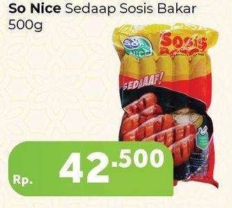 Promo Harga SO NICE Sedaap Sosis Ayam Bakar 500 gr - Carrefour