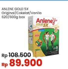 Promo Harga Anlene Gold Plus 5x Hi-Calcium Coklat, Original, Vanila 640 gr - Indomaret