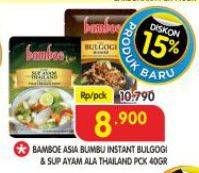 Promo Harga Bamboe Bumbu Instant Sup Ayam Ala Thailand, Bulgogi 40 gr - Superindo