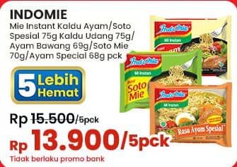 Promo Harga Indomie Mi Kuah Kaldu Ayam, Soto Spesial, Ayam Bawang, Soto Mie, Ayam Spesial 65 gr - Indomaret