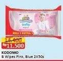 Promo Harga Kodomo Baby Wipes Classic Blue, Rice Milk Pink 50 pcs - Alfamart