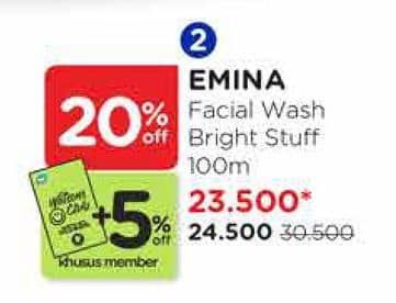 Promo Harga Emina Bright Stuff Face Wash 100 ml - Watsons