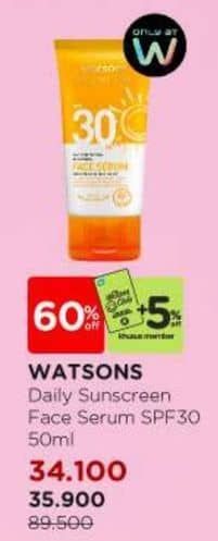 Promo Harga Watsons Daily Protection Sunscreen Face Serum SPF30 PA++++ 50 ml - Watsons