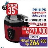 Promo Harga Philips/Sharp/Miyako Rice Cooker 1.8L  - Hypermart