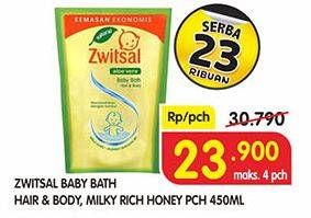Promo Harga ZWITSAL Natural Baby Bath Hair Body, Milky Rich 450 ml - Superindo