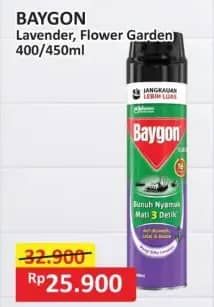 Promo Harga Baygon Insektisida Spray Silky Lavender, Flower Garden 400 ml - Alfamart