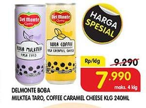 Promo Harga DEL MONTE Boba Drink Coffee Caramel Cheese, Milk Tea Taro 240 ml - Superindo