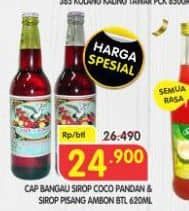 Promo Harga Cap Bangau Syrup Cocopandan, Pisang Ambon 620 ml - Superindo