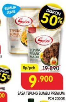 Sasa Tepung Bumbu Premium 200 gr Diskon 50%, Harga Promo Rp9.900, Harga Normal Rp19.890