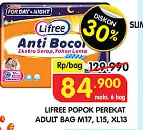 Promo Harga Lifree Popok Perekat Menyerap dan Kering M17, L15, XL13 13 pcs - Superindo