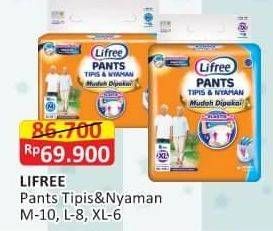 Promo Harga Lifree Popok Celana Tipis & Nyaman Bergerak L8, XL6, M10 6 pcs - Alfamart