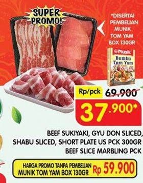 Promo Harga Sapi Sukiyaki/Daging Gyudon Slice/Sapi Shabu-shabu/Beef Short Plate Slice/Daging Slice Marbling  - Superindo