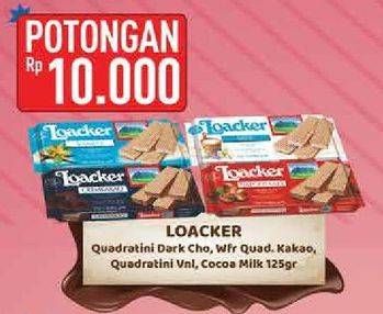 Promo Harga LOACKER Quadratini Wafer Dark Choco, Cocoa 125 gr - Hypermart