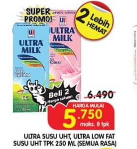 Promo Harga Ultra Milk Susu UHT All Variants 250 ml - Superindo