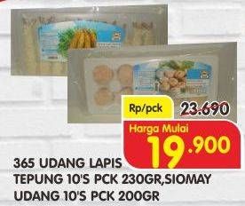 Promo Harga 365 Udang Lapis Tepung 230gr/Siomay Udang 200gr  - Superindo