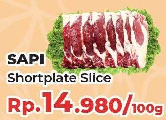 Promo Harga Beef Short Plate Slice per 100 gr - Yogya