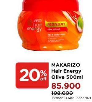 Promo Harga MAKARIZO Hair Energy Fibertherapy Hair & Scalp Creambath Olive 500 gr - Watsons