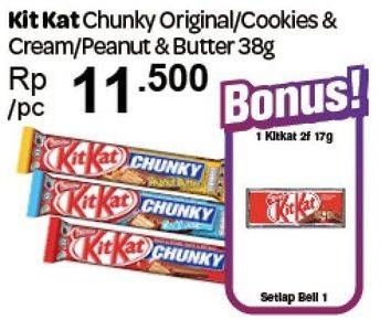 Promo Harga KIT KAT Chunky Original, Cookies Cream, Peanut Butter 38 gr - Carrefour