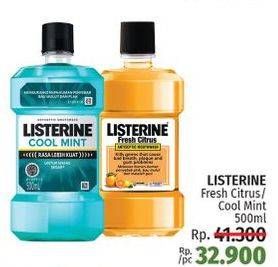 Promo Harga LISTERINE Mouthwash Antiseptic Fresh Citrus, Cool Mint 500 ml - LotteMart