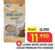 Promo Harga Luwak White Koffie Premium Less Sugar per 10 sachet 20 gr - Superindo