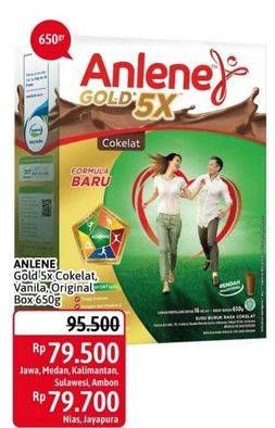 Promo Harga ANLENE Gold Plus 5x Hi-Calcium Original, Vanila, Coklat 650 gr - Alfamidi