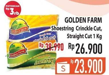 Promo Harga GOLDEN FARM French Fries Shoestring, Crinkle, Straight 1000 gr - Hypermart