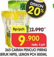 Promo Harga 365 Pencuci Piring Lemon, Jeruk Nipis 800 ml - Superindo