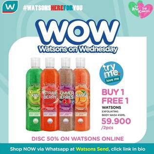 Promo Harga WATSONS Exfoliating Body Wash per 2 botol 410 ml - Watsons