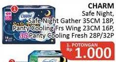 Promo Harga Charm Safe Night/ Pantyliner Cooling Fresh  - Alfamidi