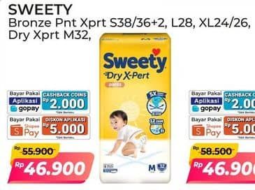 Promo Harga Sweety Bronze Pants Dry X-Pert XL26, XL24, S36+2, L28 24 pcs - Alfamart