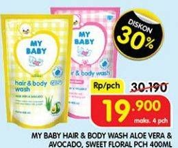 Promo Harga My Baby Hair & Body Wash Aloe Vera Avocado, Sweet Floral 400 ml - Superindo