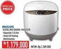 Promo Harga Philips HD4515 Fuzzy Logic Rice Cooker 33  - Hypermart