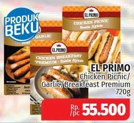 Promo Harga EL PRIMO Sosis Chicken Picnic, Chicken Garlic, Chicken Breakfast Premium 720 gr - Lotte Grosir