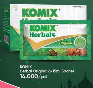 Promo Harga KOMIX Herbal Obat Batuk Original per 6 sachet 15 ml - Guardian