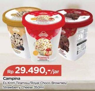 Promo Harga Campina Ice Cream Cake Series Tiramisu, Royal Choco Brownies, Strawberry Cheese Cake 350 ml - TIP TOP