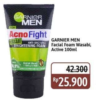 Promo Harga Garnier Men Acno Fight Facial Foam Anti-Bacteria Wasabi Brightening, Anti Acne 100 ml - Alfamidi