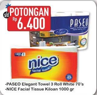 Promo Harga PASEO Towel Tissue/NICE Facial Tissue  - Hypermart