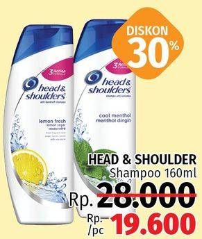 Promo Harga HEAD & SHOULDERS Shampoo 160 ml - LotteMart
